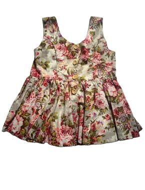 Lacey Lane Girls Size 4 Floral Rose Peplum Top Button Front Vintage Boho